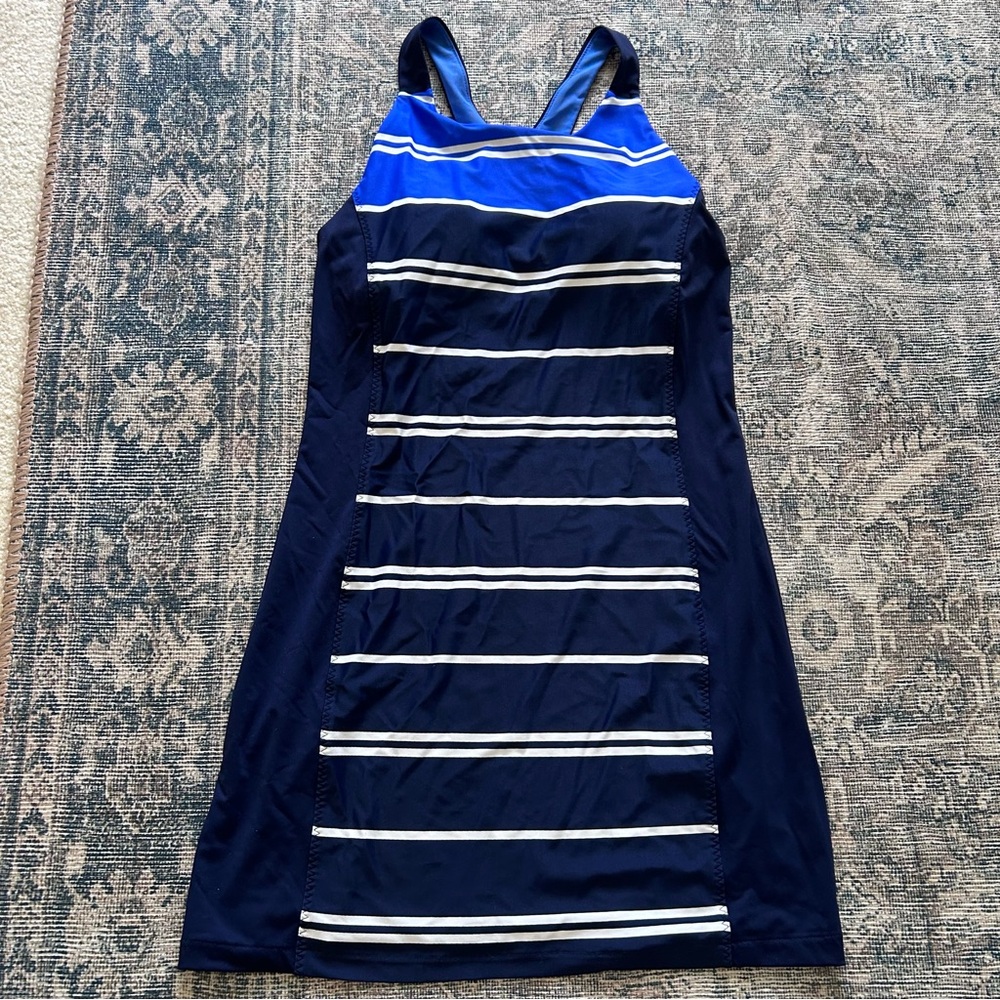 Athleta blue striped athletic dress size S